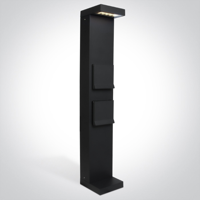 67508B/AN/C ANTHRACITE BOLLARD 70cm 8W CW IP65 230V 2x SCHUKO 1000w each