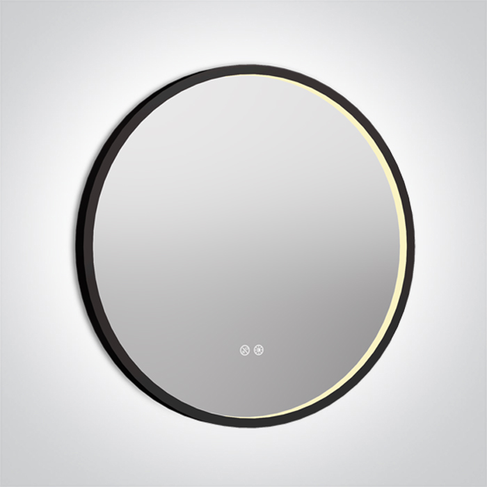 60208C/B/V BLACK ROUND MIRROR 20W CCTV IP44 230V DIMMABLE