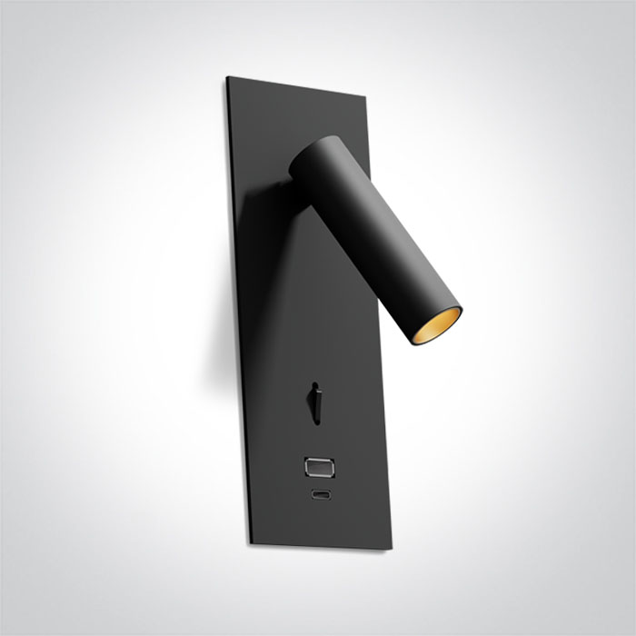 65746RA/B/W BLACK RECESSED SPOT 3W WW IP20 USB + TYPE C 230V